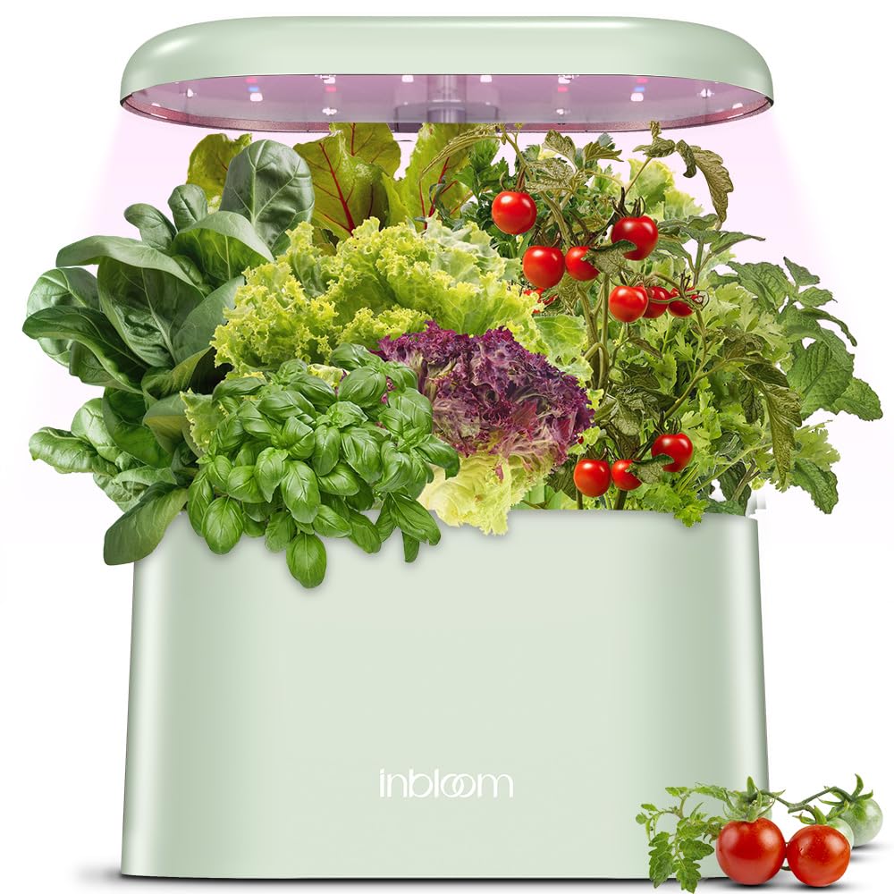NT88007 Inbloom Hydroponics Growing System Kit with LED Grow Light & Pod Kit for 5 Pods, Height Adjustable, Green