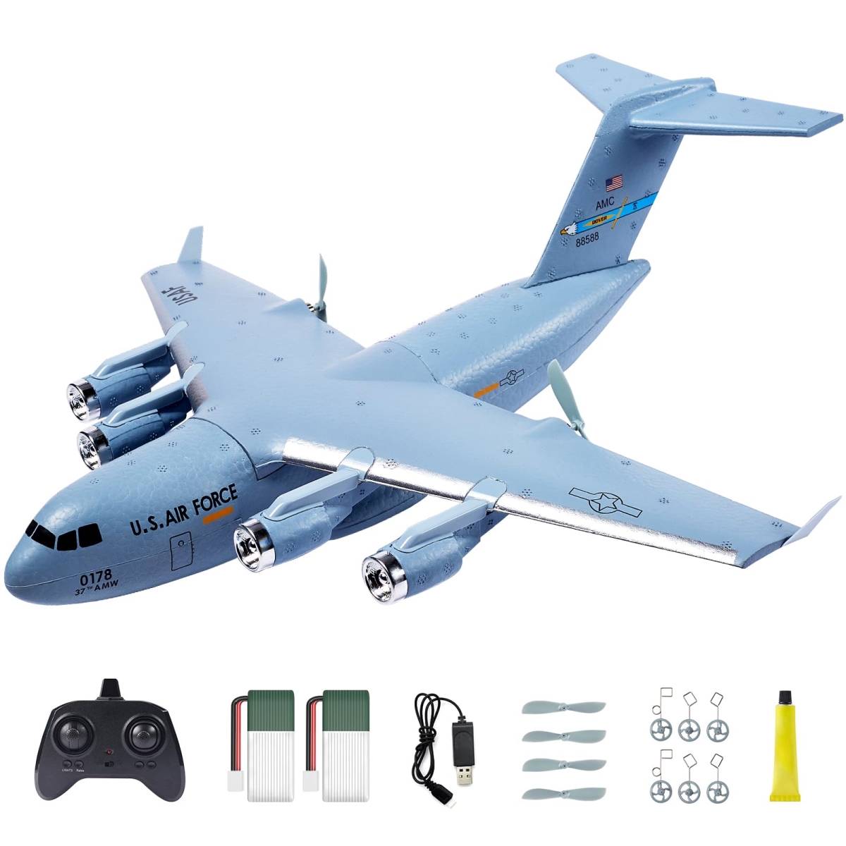 NT88126 Remote Control Airplane, 2 Channel Remote Control Plane with 2.4 Ghz C-17 Remote Control & 6-axis Gyro Stabilizer