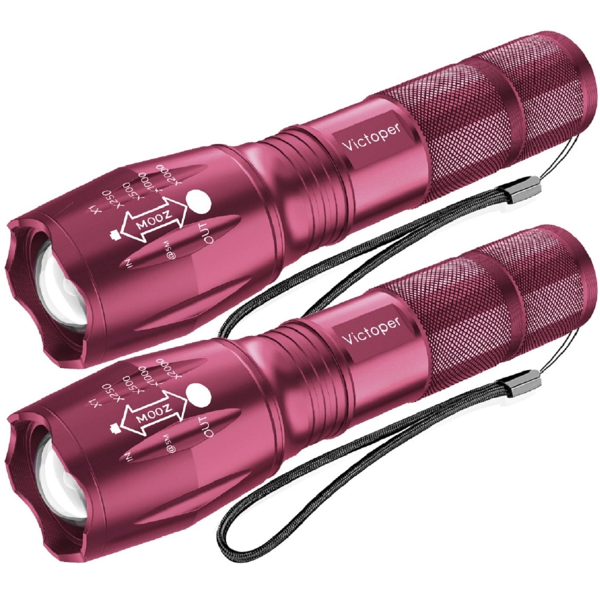 NT83788 Victoper LED Flashlight, Bright High Lumens Tactical Flashlights with 5 Modes - Pink