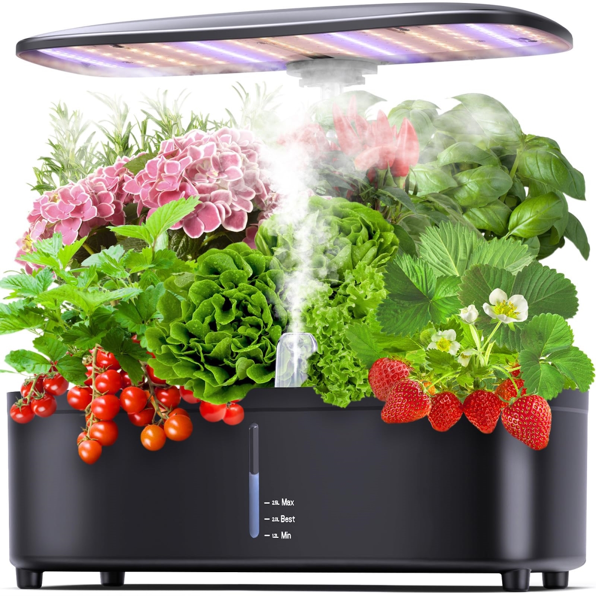 NT83910 Misting 15 Pods Hydroponic Growing System Herb Garden Kit with Adjustable Height Grow Light