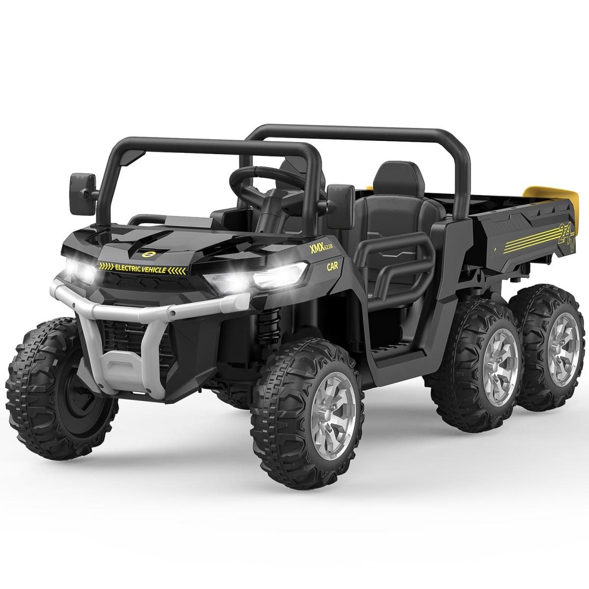 NT83937 Hetoy 24V 2-Seater Ride On Dump Truck with Parent Remote Control, 4WD 6-Wheel Electric Car for Big Kids