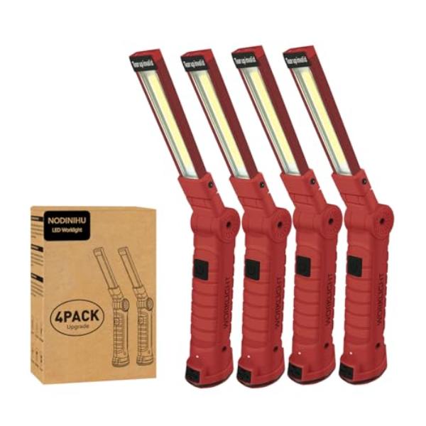 NT83989 Portable Rechargeable Work Light with Magnetic Base & Hanging Hook, COB LED 800 Lumens, Foldable Inspection Light - Pack of 8