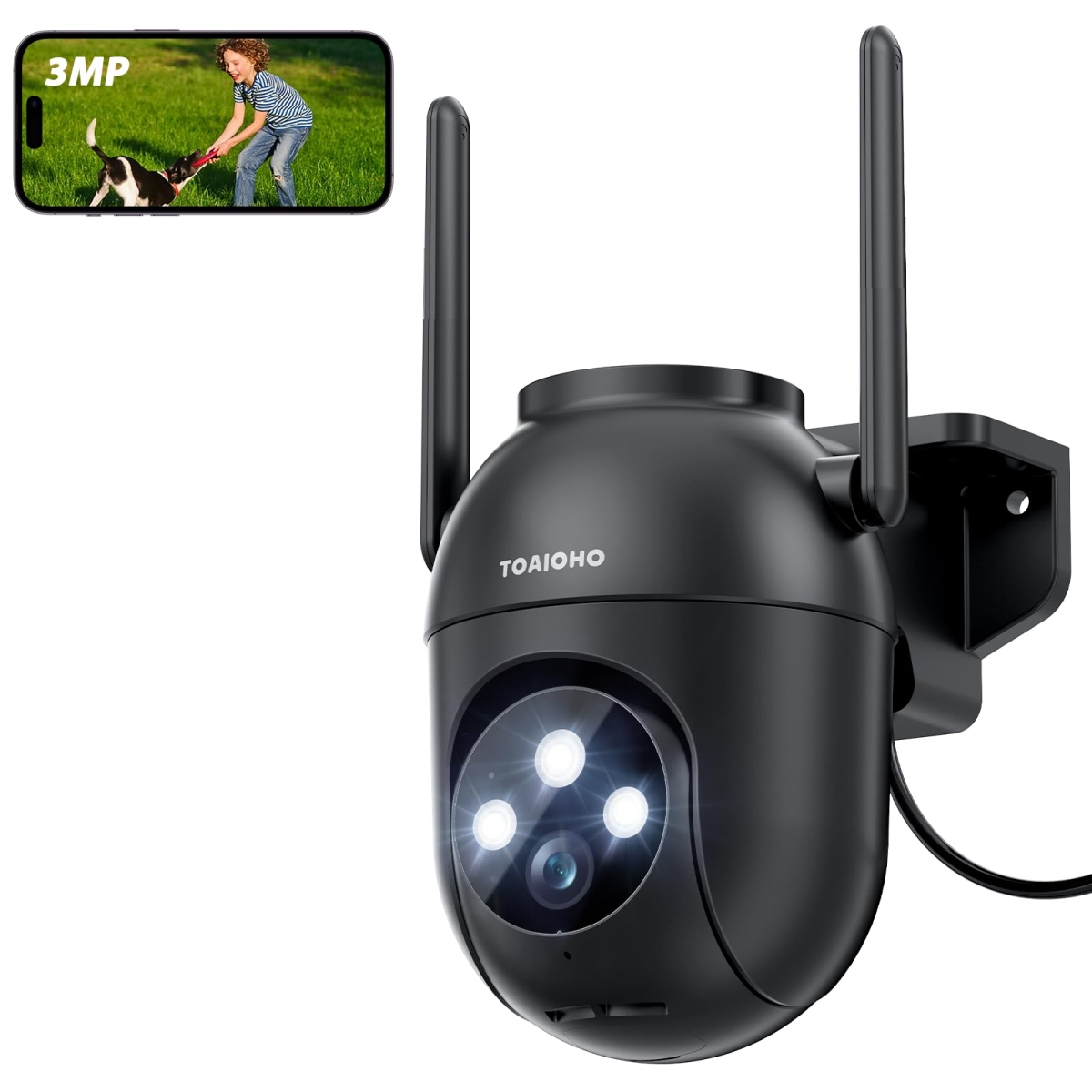 NT84045 3MP Security Camera Outdoor Wired with 360 Deg PTZ & Color Night Vision