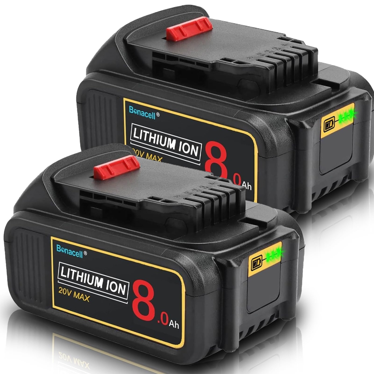 NT84276 Bonacell 8.0Ah Replacement Battery for Dewalt 20V Lithium MAX - Pack of 2