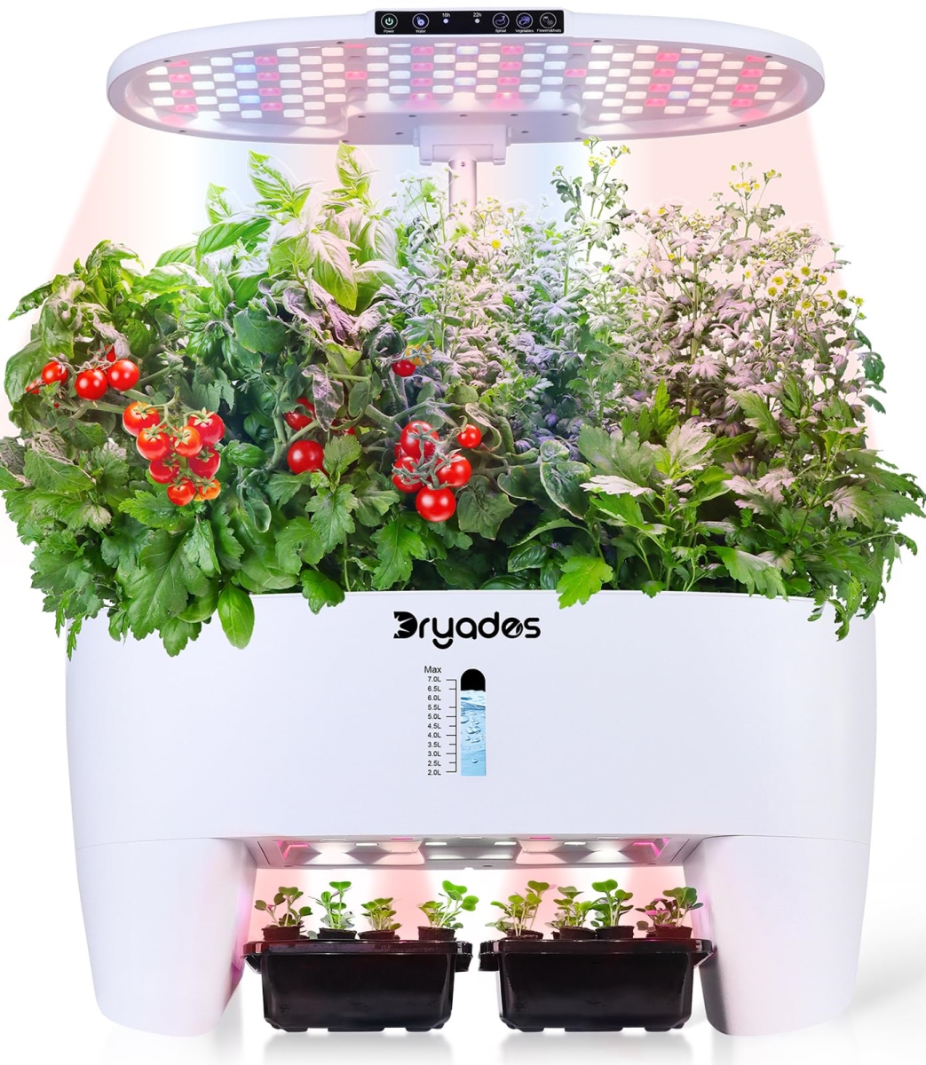 NT84354 Hydroponic Growing System Kit with 16 Pods & 24W LED Grow Light - White