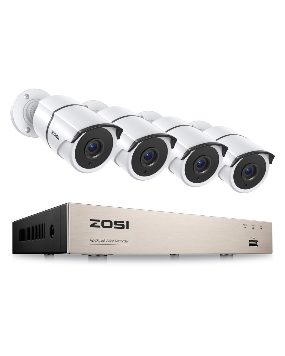 NT84449 ZOSI 8CH 5MP Lite Home Security Camera System with 4x 1080P Metal Camera