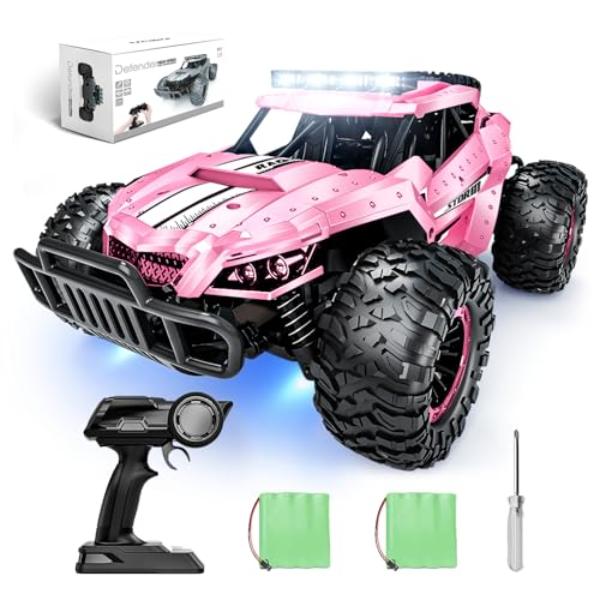 NT84462 Tecnock Pink 1-16 Scale Remote Control Car, High Speed 20 KMH All-Terrain Monster Truck with Rechargeable Batteries & Lights