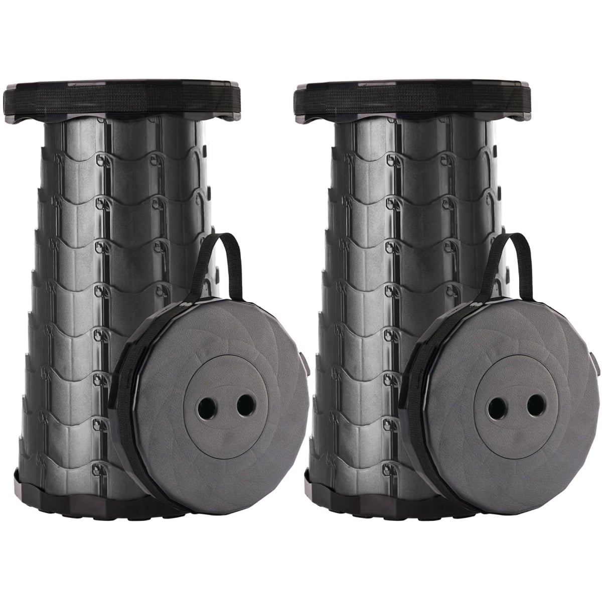 NT84573 Upgraded Foldable Stool, Portable Collapsible Chair for Outdoor Activities - Black - Set of 2