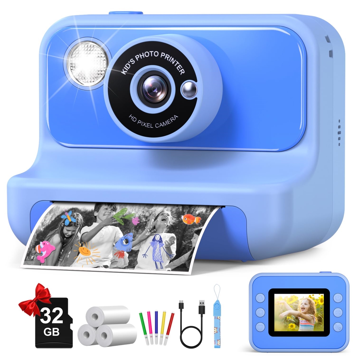 NT84598 Kids Camera Instant Print, Blue