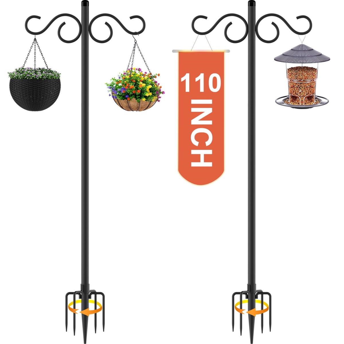 NT84604 Double Shepherds Hooks for Outdoor 110 in. Bird Feeder Pole - Pack of 2