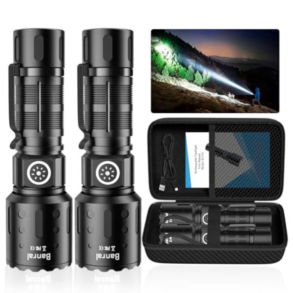 NT84801 Rechargeable High Lumens LED Tactical Flashlights with Memory Function, 6 Modes, Waterproof for Camping & Emergency