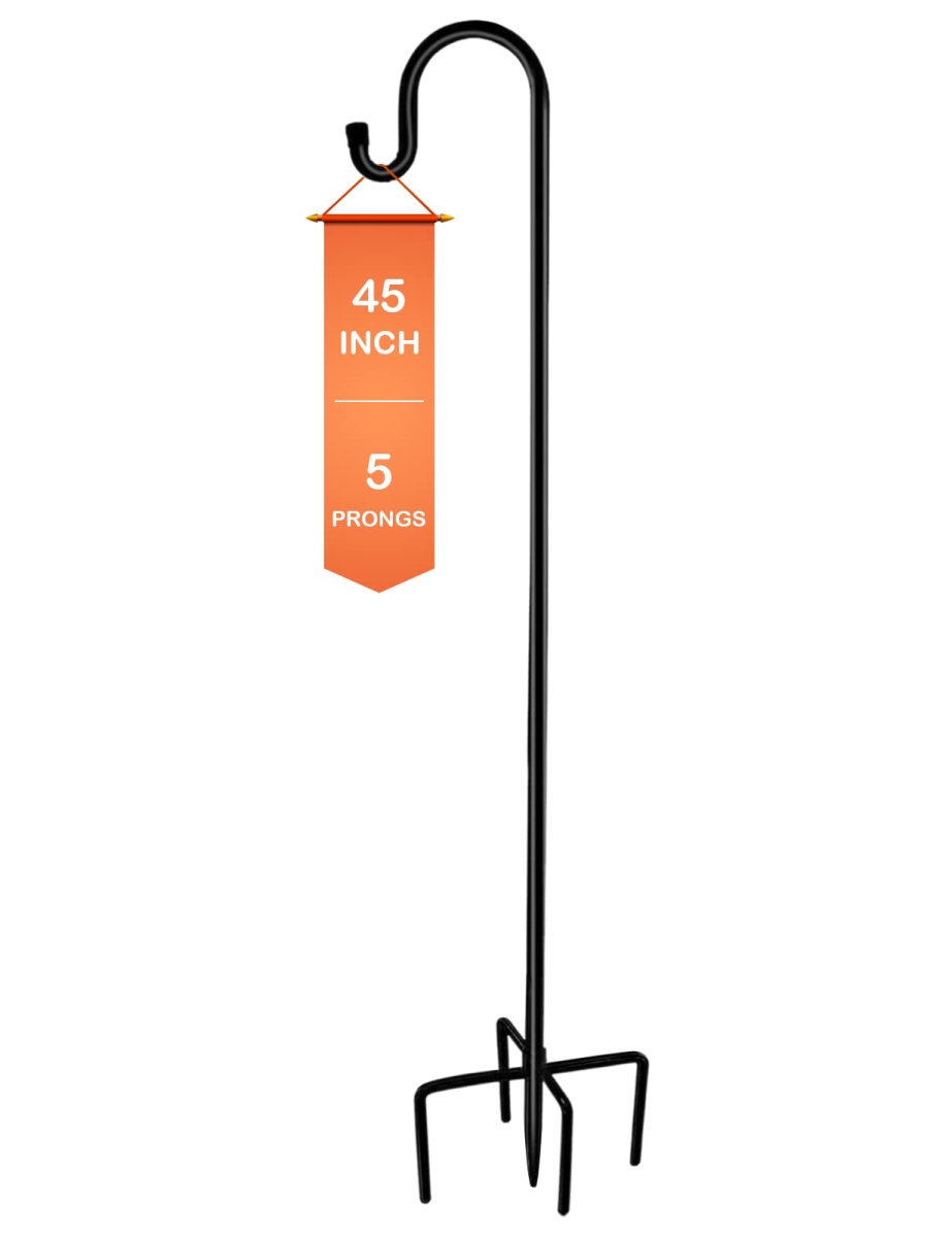 NT84884 Ottsuls Bird Feeder Pole, 45 in. Heavy Duty Shepherds Hook with Adjustable Stand Hanger for Outdoor Use