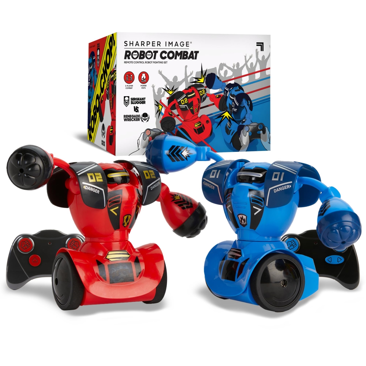 NT84987 Sharper Image Robot Combat Set 2-Player Remote Control Battle Robots with LED Lights & Sound Effects