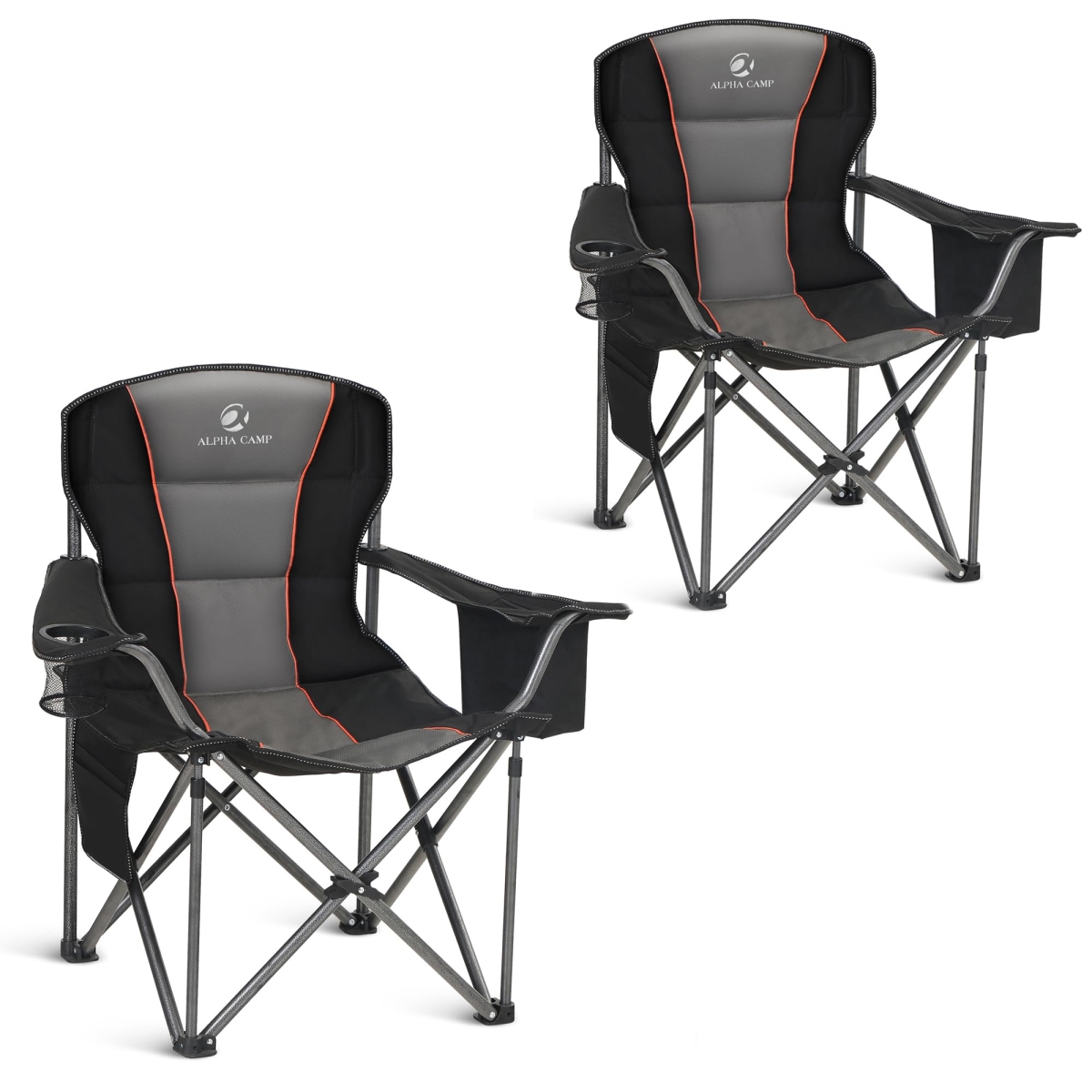NT84994 ALPHA CAMP Oversized Camping Folding Chair with Steel Frame & Padded Arm Chair