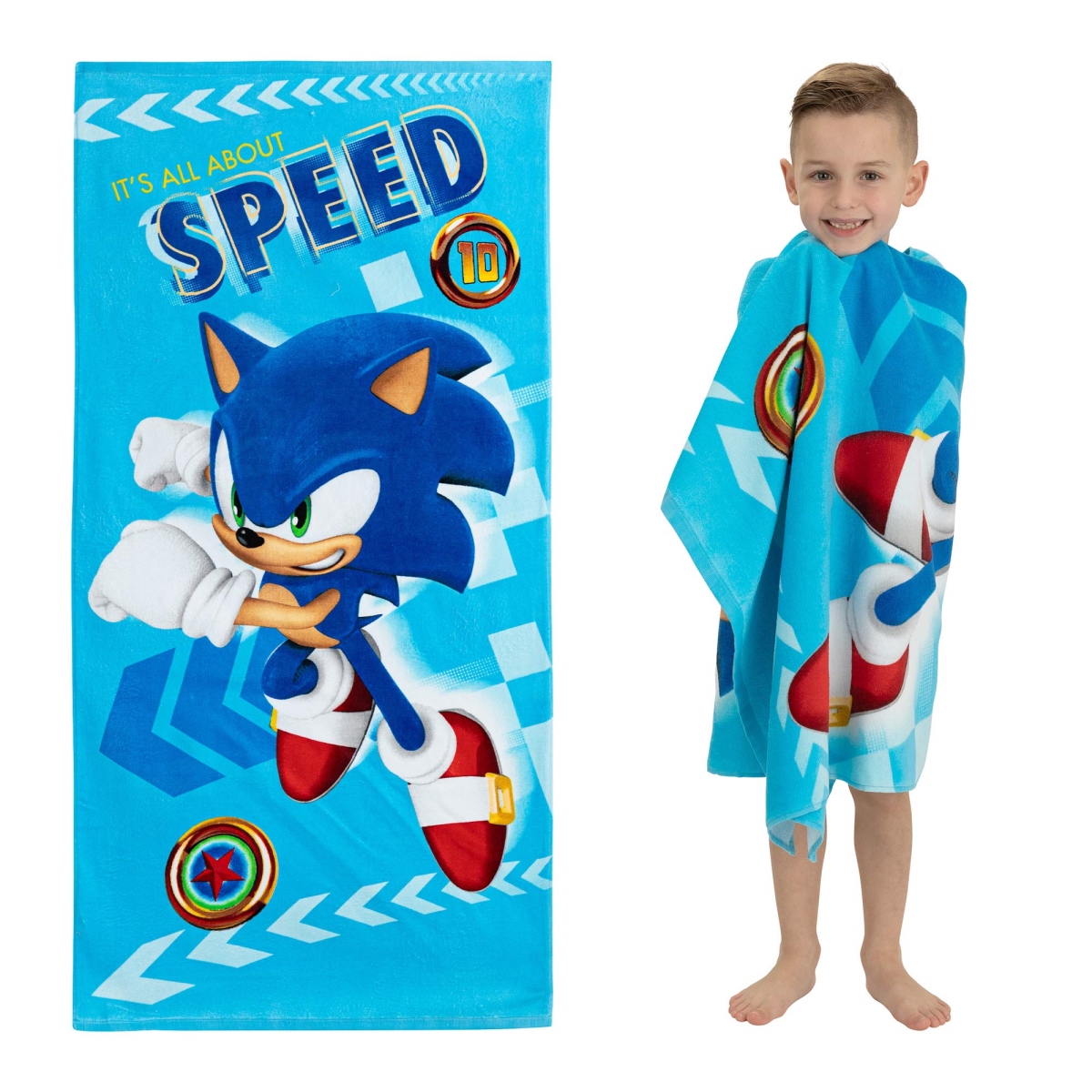 NT85089 58 x 28 in. Kids Super Soft Cotton Beach Towel, Sonic The Hedgehog