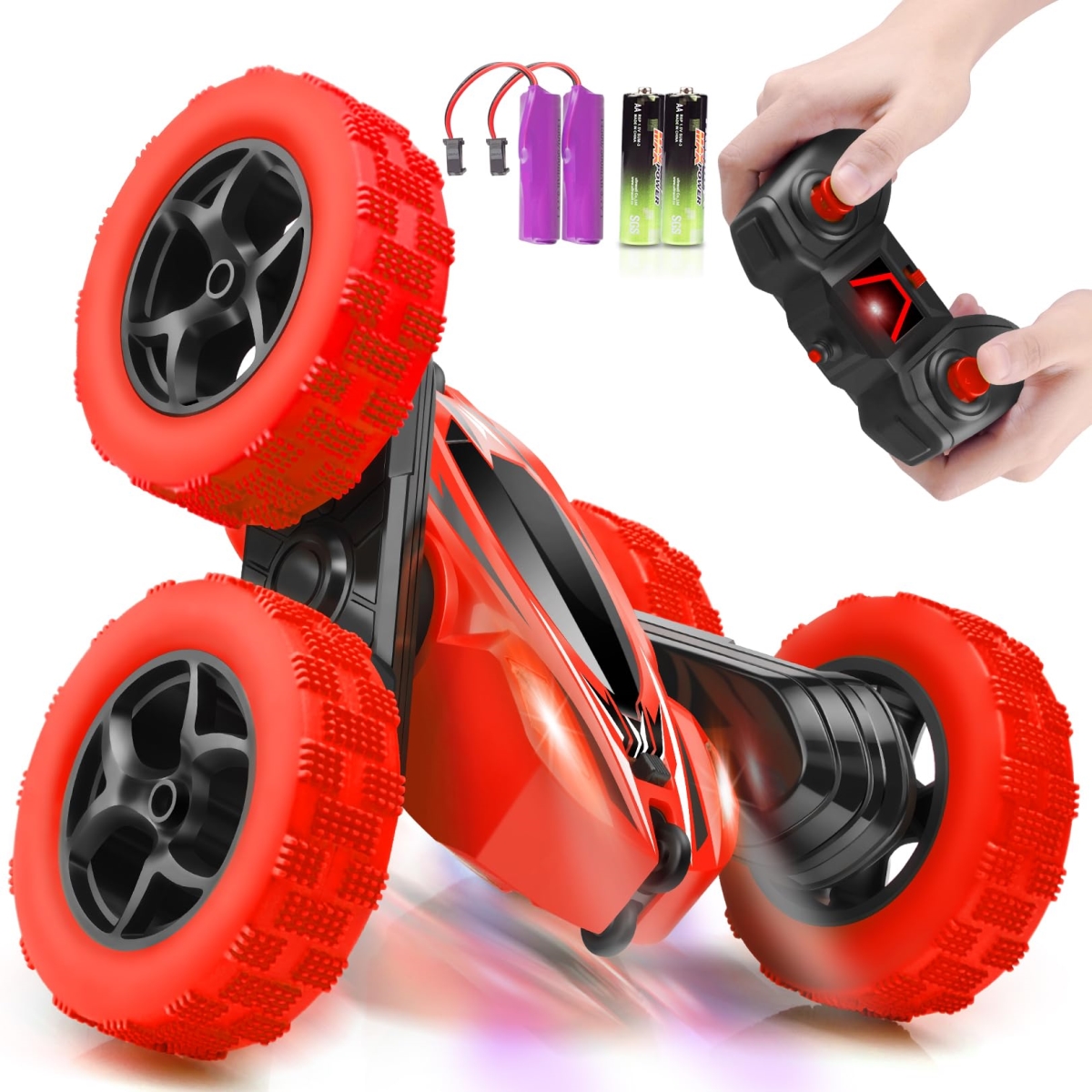 NT85303 2.4 Ghz Remote Control Car, 4WD Fast Remote Control Car, Double Sided 360 Deg Rotating Monster Truck Toys