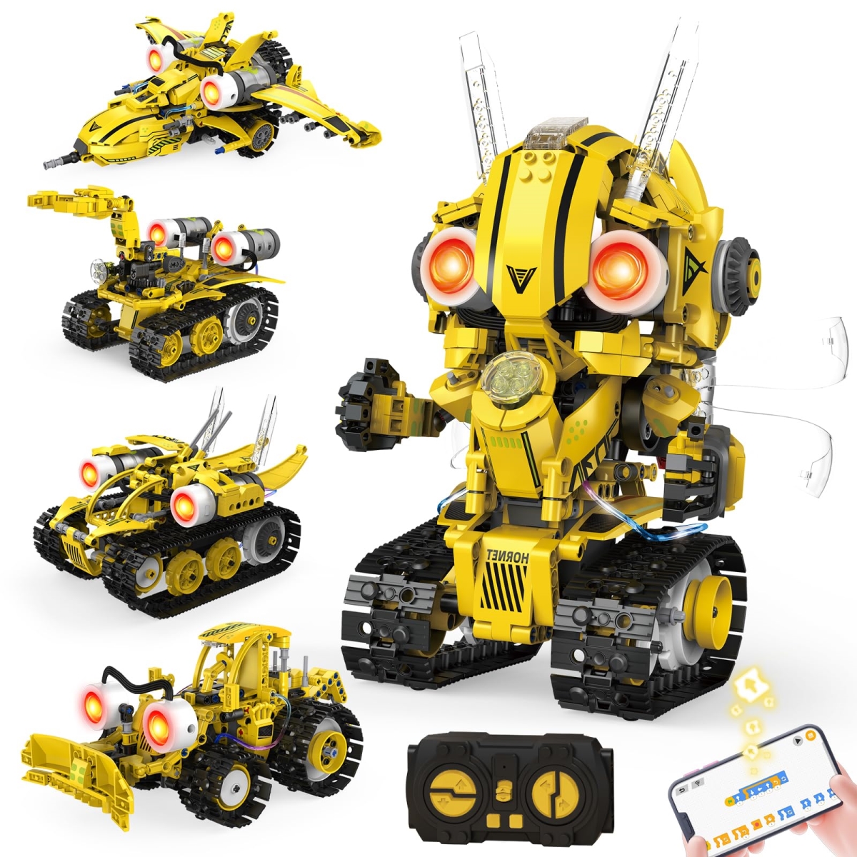 NT85393 Kids 5-in-1 STEM Robot Building Kit for 8-16 Age Remote & App Controlled, Rechargeable Engineering Toys - 673 Piece