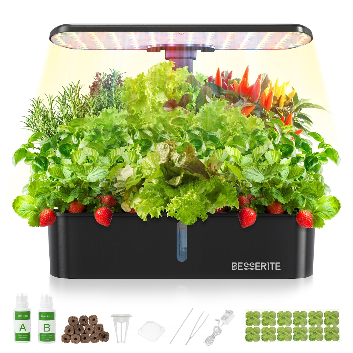 NT85401 Hydroponics Growing System Kit - 12 Pods, Indoor Herb Garden with Light, Countertop Hydro Garden