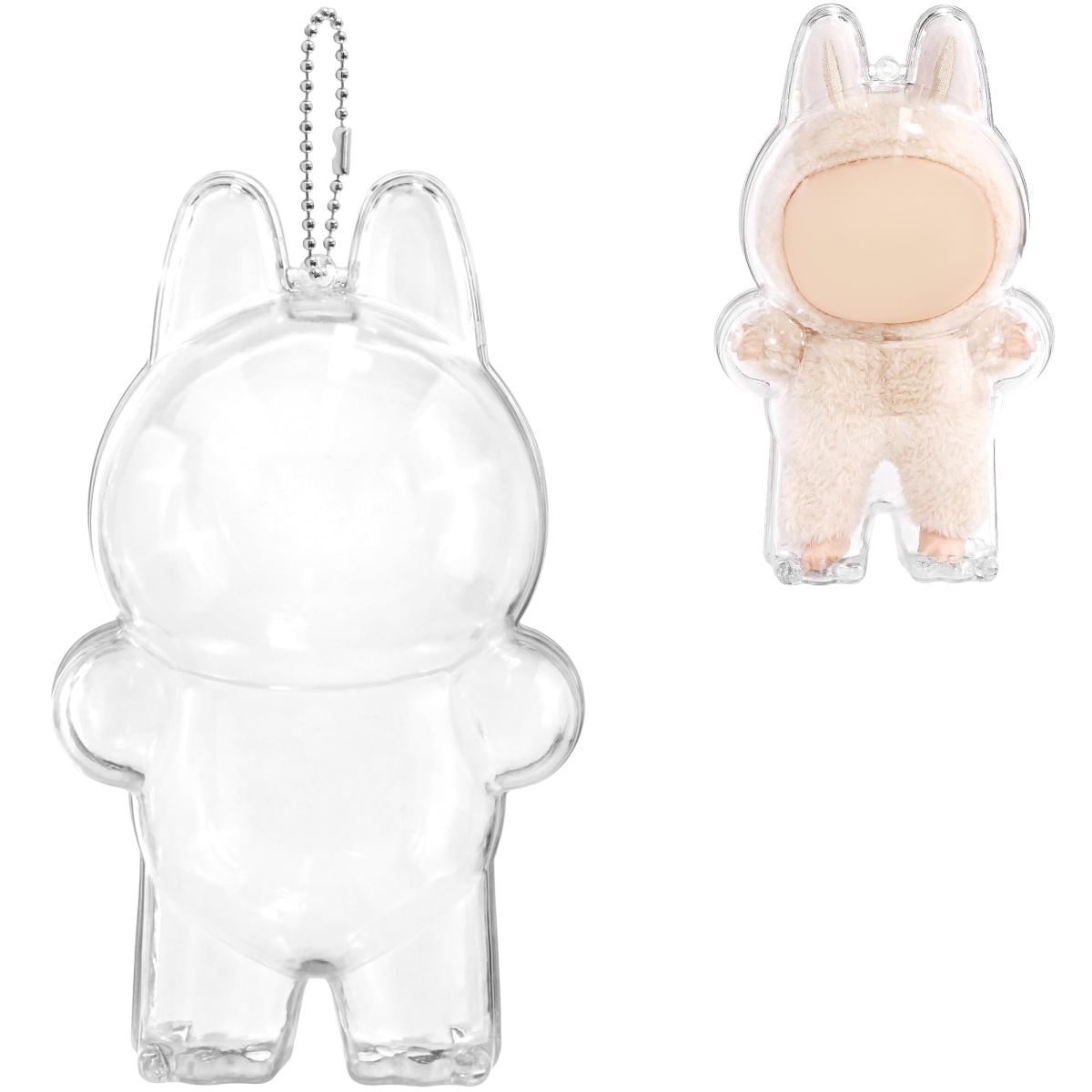 NT85467 Protective Case for LABUBU, High Clear Acrylic Display Box with Keychains