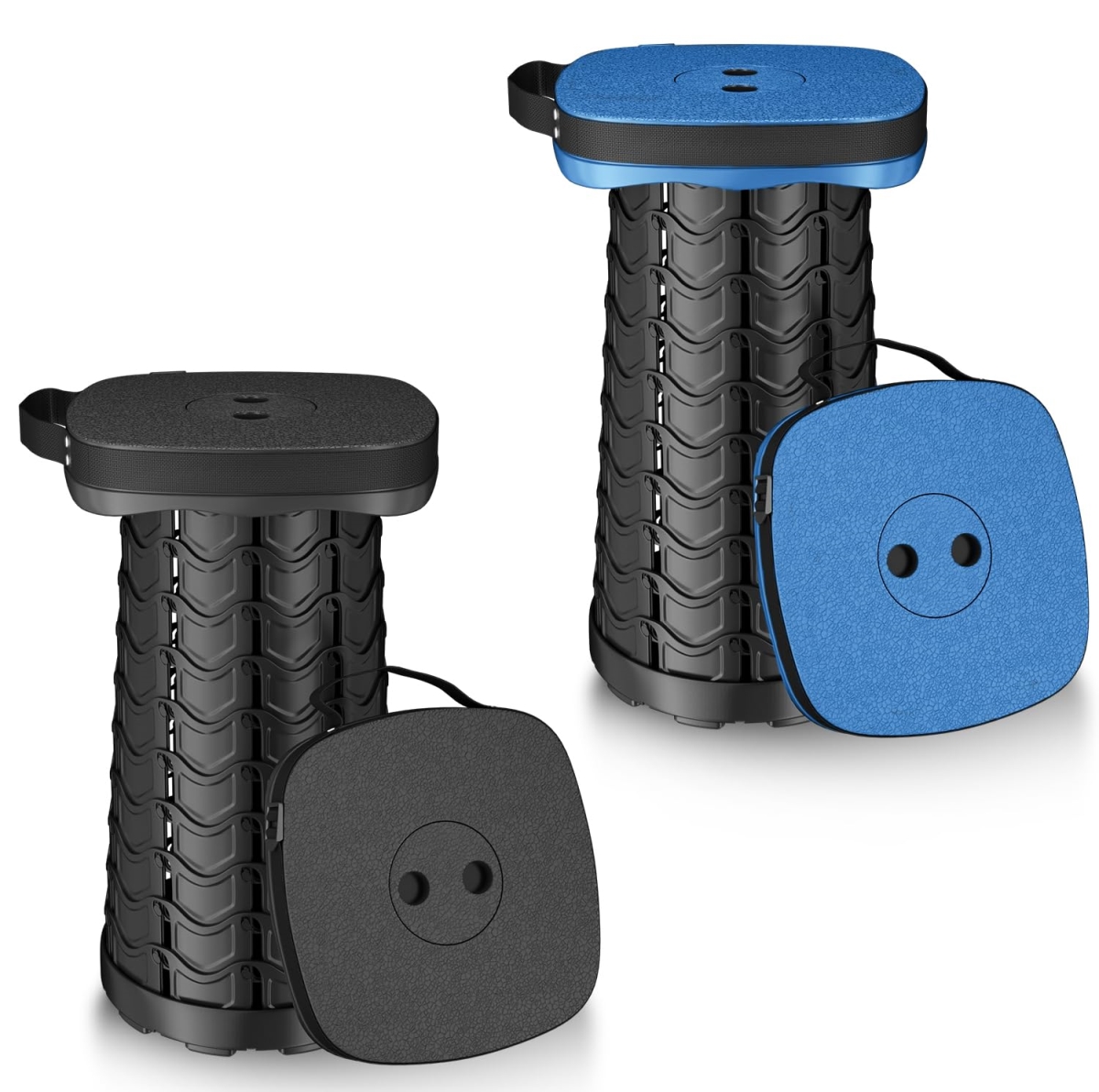 NT85644 Folding Camping Stool, Square Collapsible Portable Stool for Fishing, Hiking, BBQ, Max Load 485 lbs - Pack of 2