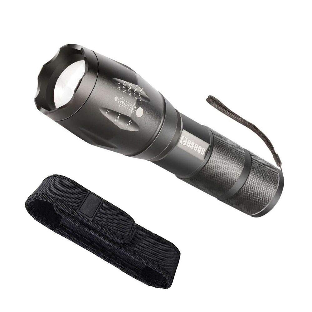 NT85656 COSOOS LED Flashlights with Holster, Bright Tactical Flashlights High Lumens, Zoomable 5-Mode Portable Waterproof Flashlights
