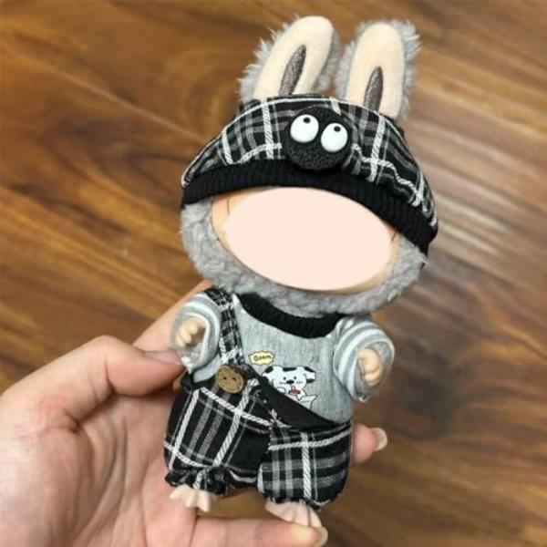 NT85906 17 cm Doll Clothes Compatible with Labubu Stylish Checkered Pattern Classic Set