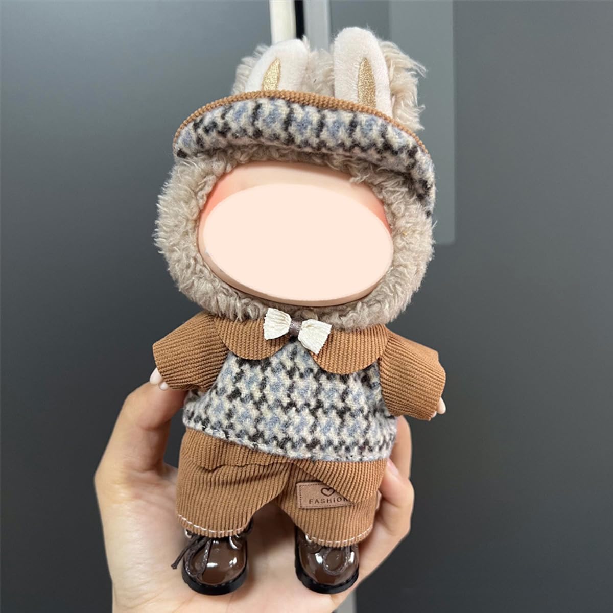 NT85907 6.7 in. Doll Clothes Compatible with Labubu Stylish Checkered Pattern Set