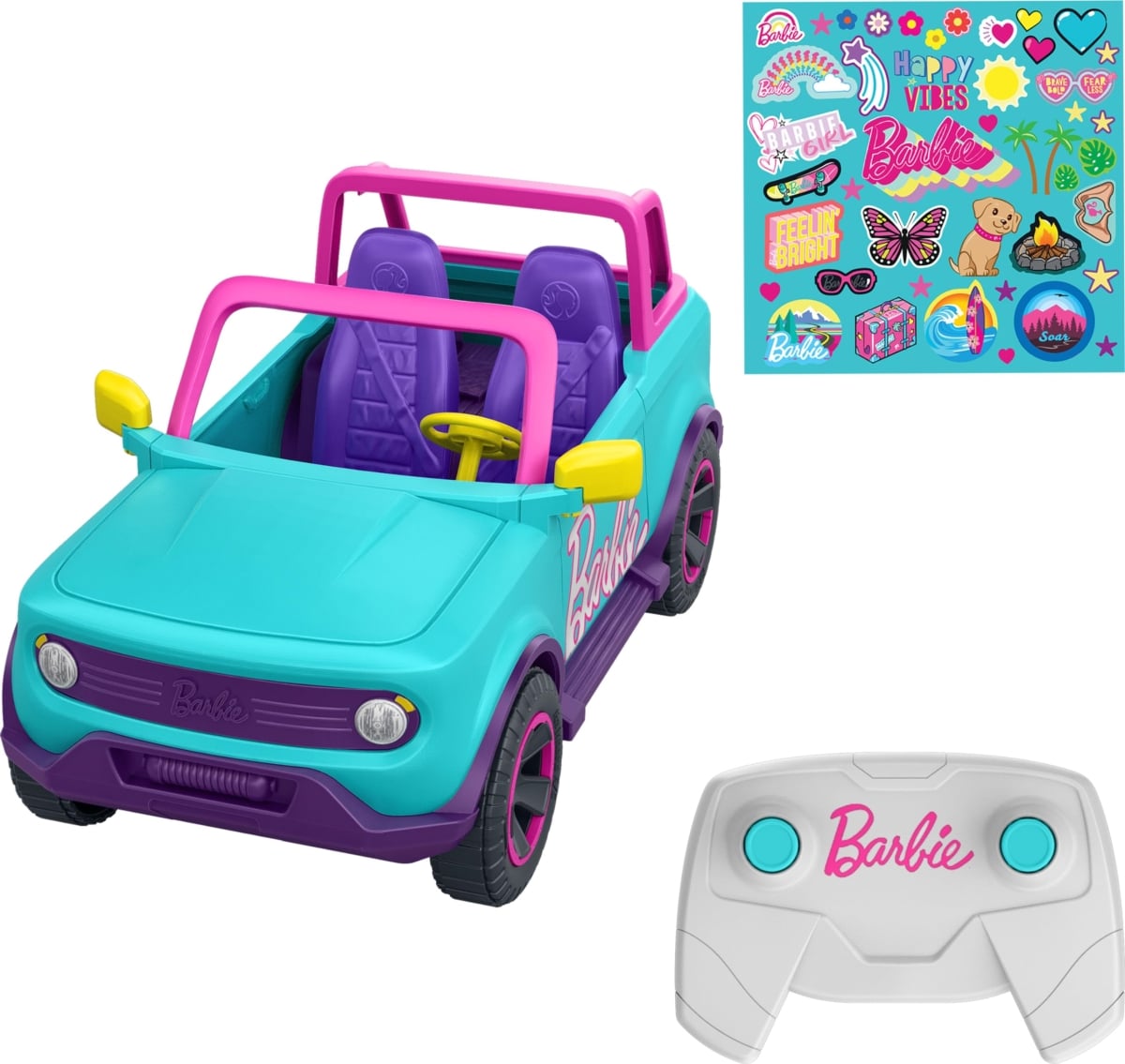 NT85927 Barbie Hot Wheels Remote Control SUV, Remote-Control Pink Vehicle for 2 Fashion Dolls & Accessories