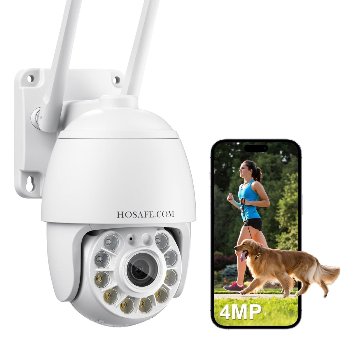 NT85946 4MP HD Wi-Fi Security Camera with Floodlight, Motion Detection, Pan Tilt, Two Way Audio, Color Night Vision, IP66