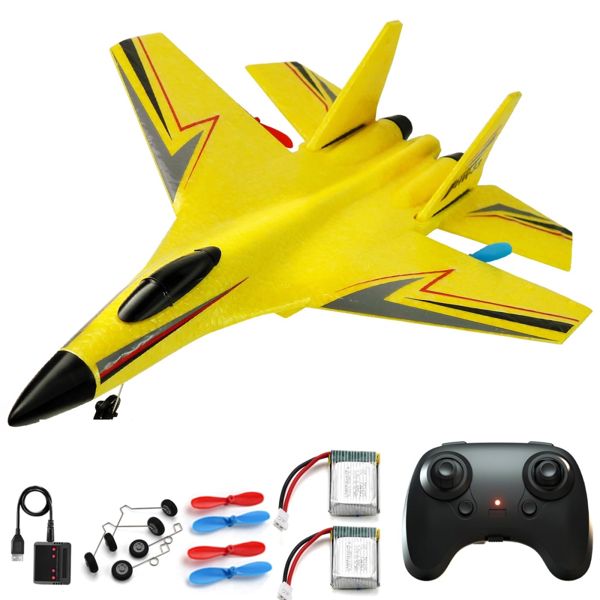 NT86030 Remote Control Airplane for Kids, 2 Channel Foam Remote Control Plane, Hobby Remote Control Glider Aircraft for Beginners, Yellow