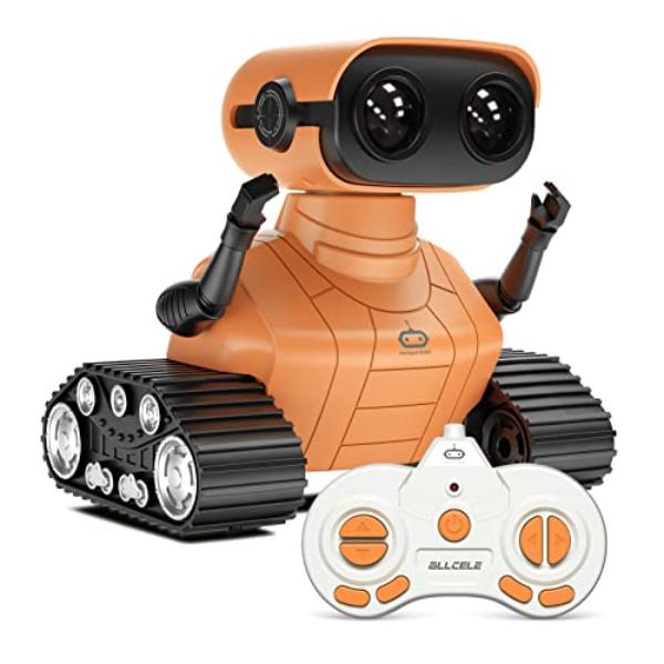 NT86166 ALLCELE Rechargeable Remote Control Robot Toys with Music & LED Eyes - Orange