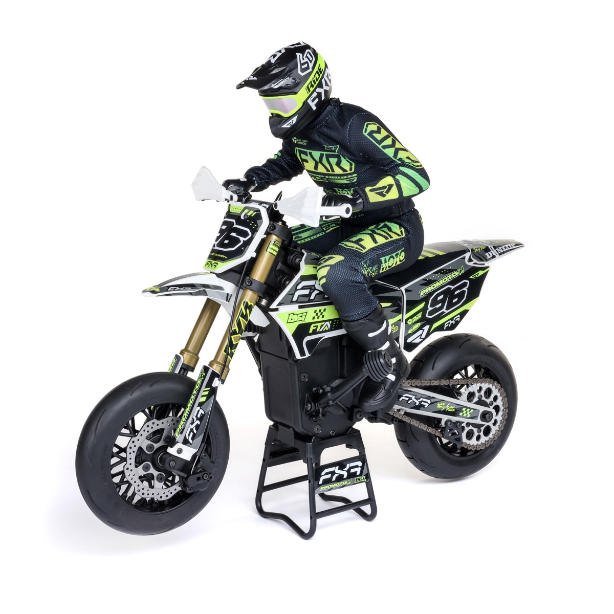 NT86281 Losi Promote-SM 1-4 Scale Super Moto Motorcycle FXR White RTR Basic