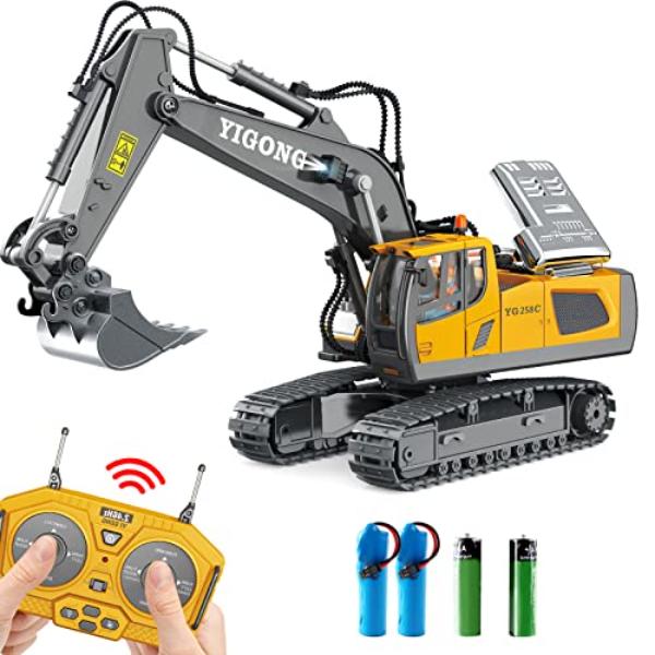 NT86686 DWI Dowellin Remote Control Excavator Toys for Boys, Construction Remote Control Excavators for Kids, Batteries Included - Yellow
