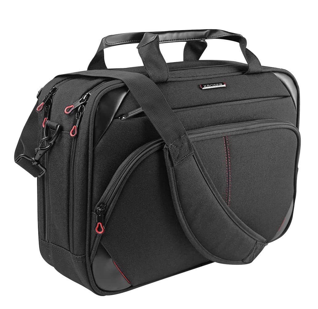 NT86705 15.6 in. KROSER Laptop Briefcase Messenger Bag with RFID Pockets - Black & Red