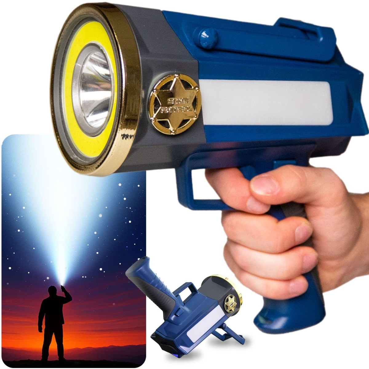 NT86711 Mega Bright Rechargeable Spotlight with Turbo Boost & Built-in Kickstand & Phone Charger