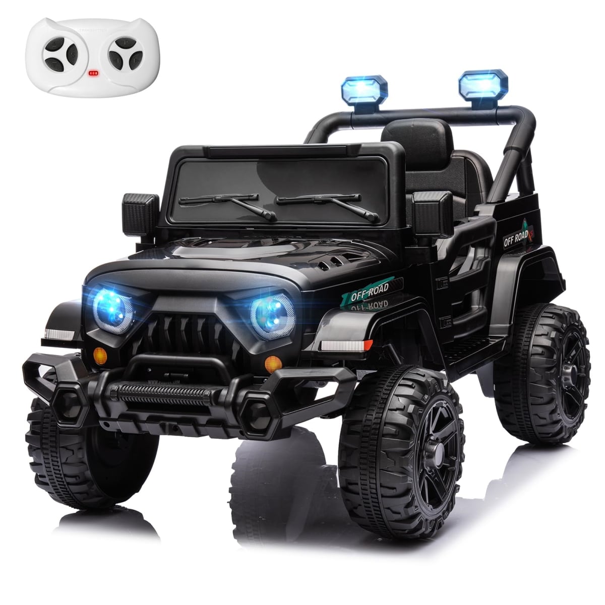 NT86722 12V Kids Electric Ride On Truck Car with Remote Control, Bluetooth USB Music Player, LED Lights - Black