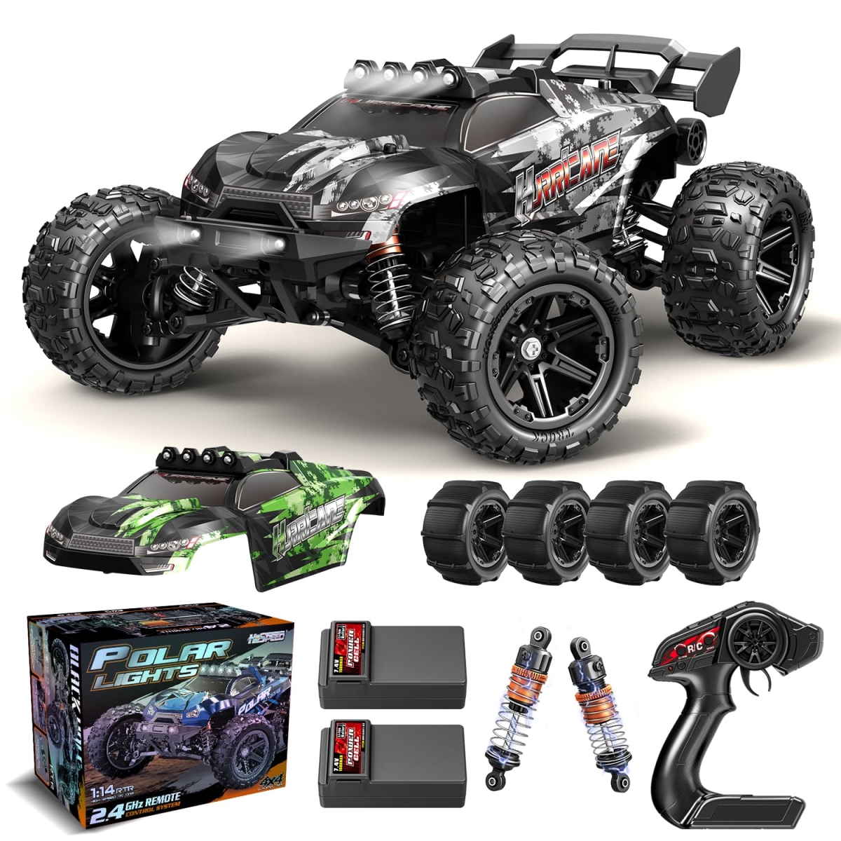 NT86731 1-14 Scale All Terrain Remote Control Car, Max 40 Plus KPH, 4WD Off-Road Truck with 2 Rechargeable Batteries