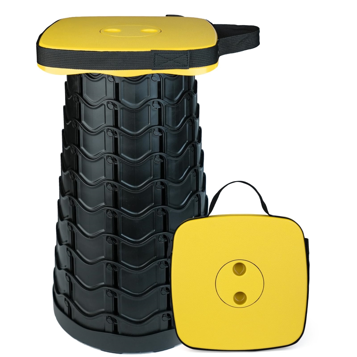 NT86777 Upgraded Folding Collapsible Portable Stool, 550 lbs Capacity, for Camping, Travel, Hiking - Yellow
