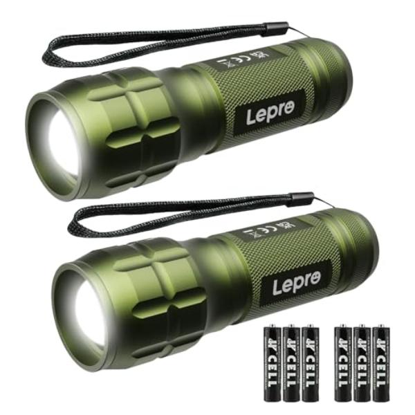 NT87029 Lighting EVER LED Flashlights High Lumens, Small Waterproof, Adjustable Focus - Pack of 2