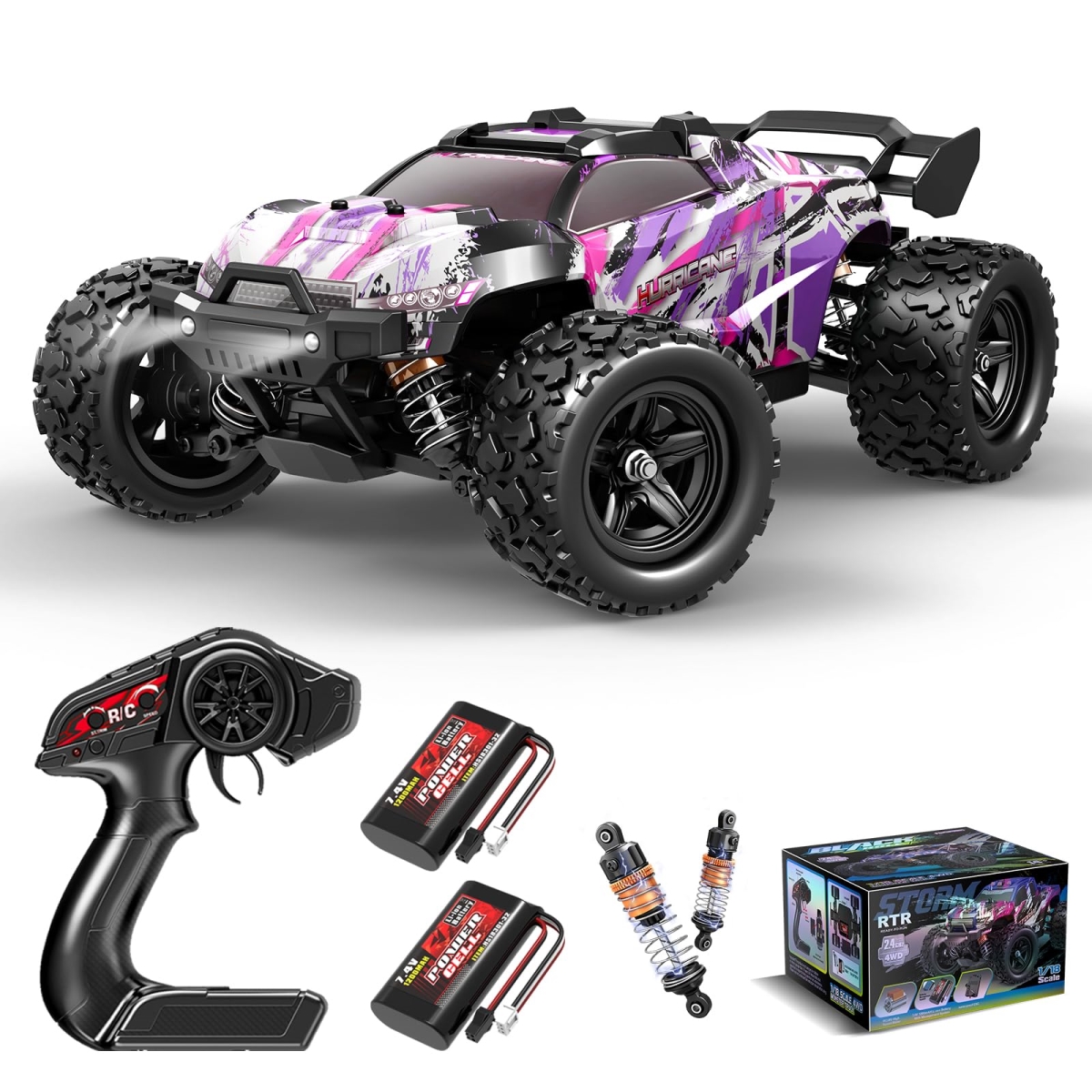 NT87130 Pink Remote Control Car for Girls, 1-18 Scale Fast Remote Control Car with 40 Plus KMH 4WD Off-Road Truck