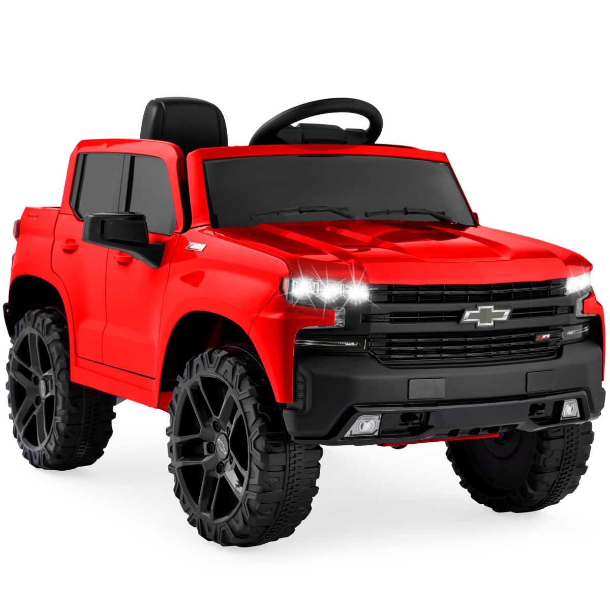 Best Choice Products 12V Licensed Chevrolet Silverado Ride On Truck, Electric Car Toys with Parent Remote, Bluetooth, LED Lights - Red
