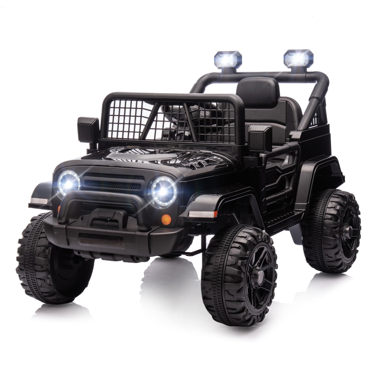 NT87162 JOYMOR 12V Kids Ride On Truck with Remote Control, Battery Powered, LED Lights, Horn, 3-5 MPH Speed - Black