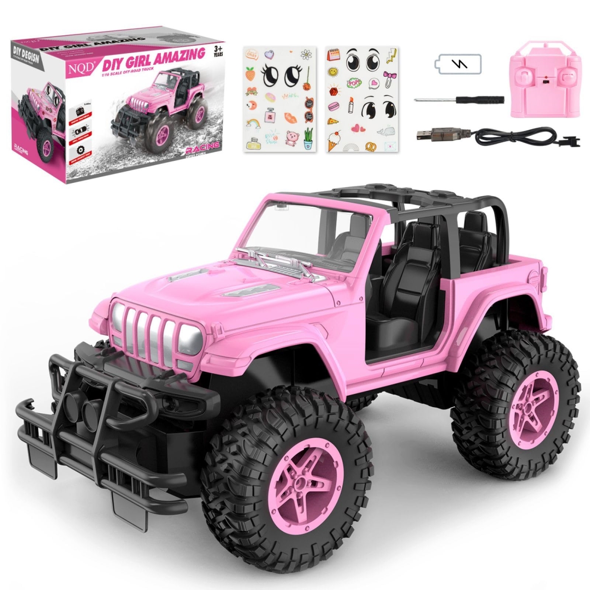 NT87172 NQD Remote Control Car, Rechargeable Remote Control Racing Car 1-16 Scale, 80 Min Play, 2.4 Ghz Off Road Trucks