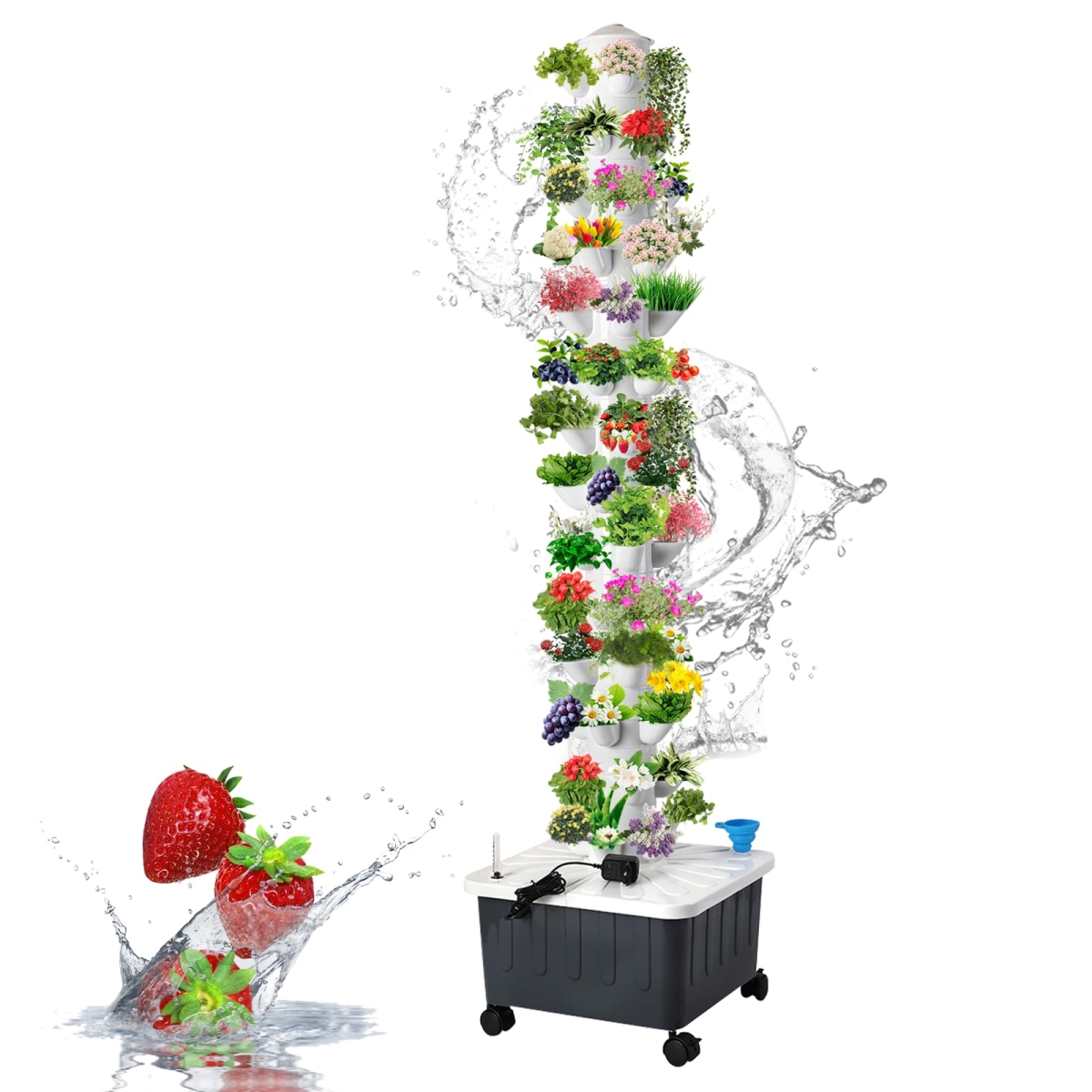 NT87339 Hydroponics Growing System Indoor Vertical Garden Planter Kit with Pump & Movable Water Tank - 70 Plant