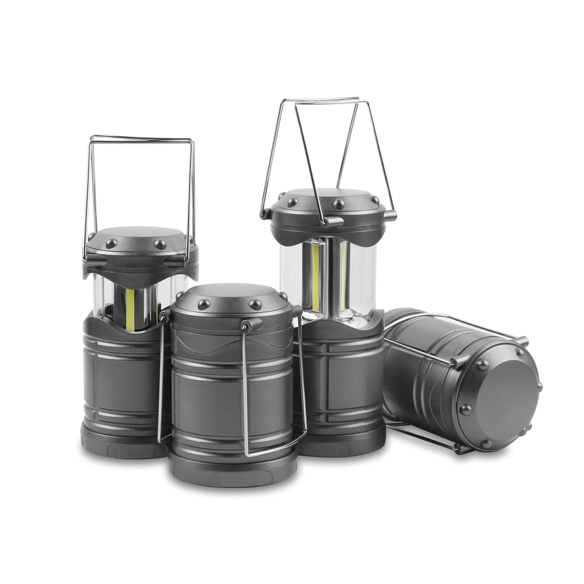 NT87750 Lichamp LED Camping Lantern Battery Powered Flashlights for Home, Outdoor, Emergency Use - Gray - Pack of 4