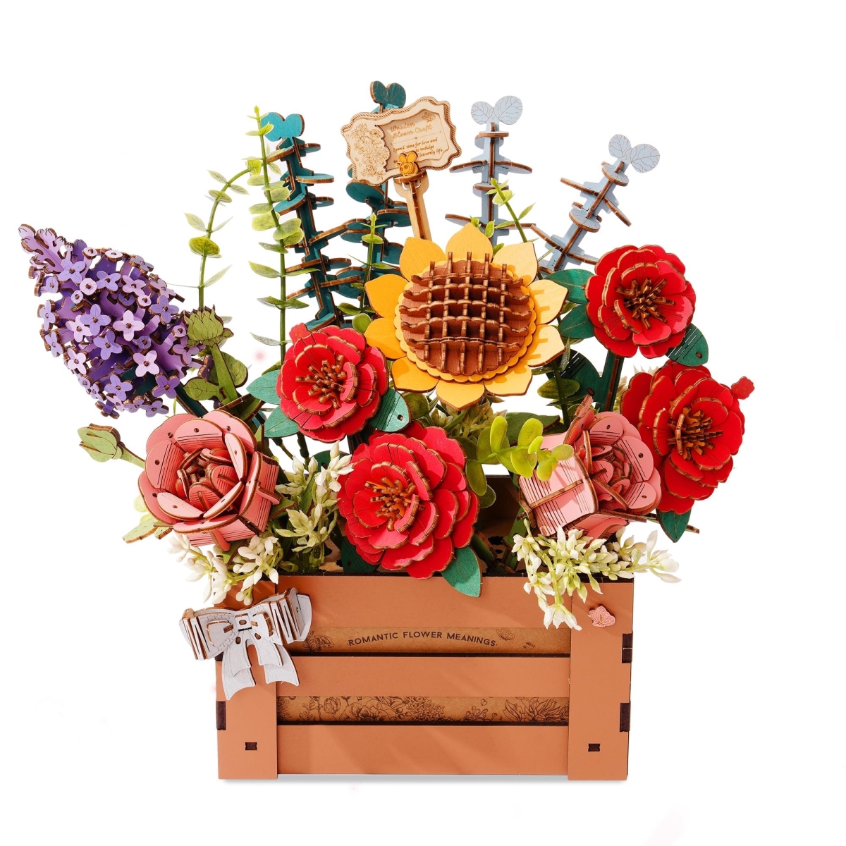NT87951 3D Wooden Flower Puzzle for Adults - Wooden Bloom Box, DIY Craft Model Kit Building Set - 658 Piece