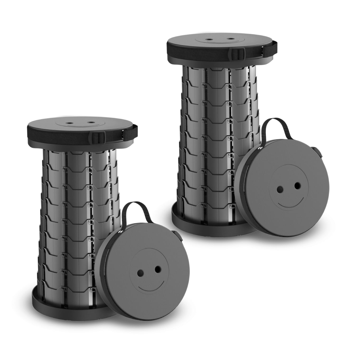 NT88119 Collapsible Stool Portable Folding Stool, Height Adjustable, Lightweight & Sturdy, Max 400 lbs - Pack of 2