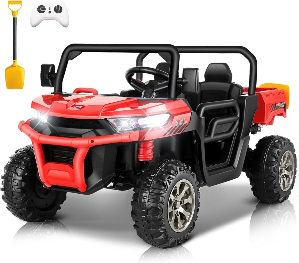NT88148 24V 4WD Ride On Car Dump Truck with 4X200W Motor, Bluetooth Music, LED Light, Red