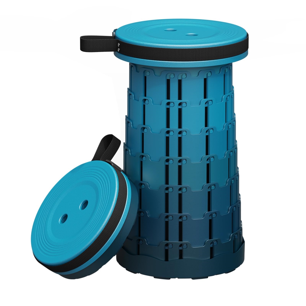 NT83860 Upgraded Collapsible Stool, 400 lbs Capacity, Portable Folding Telescoping Camping Stool for Adults, Blue