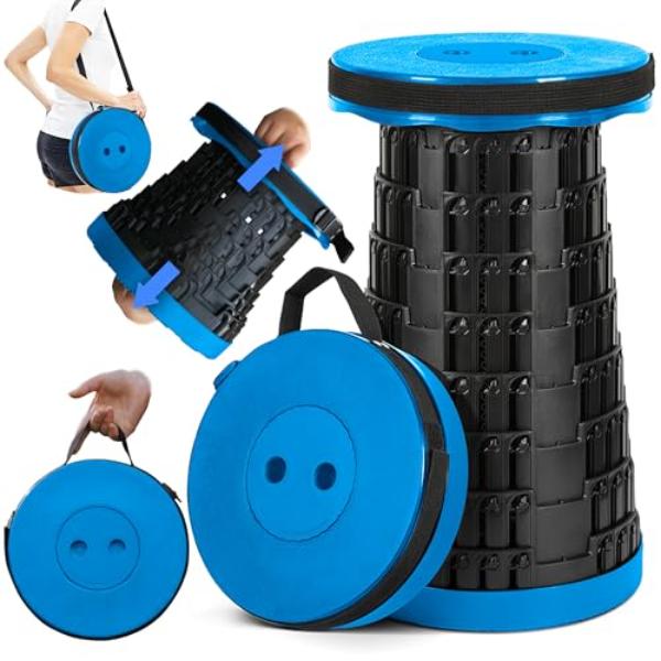 NT83902 Collapsible Stool with Shoulder Strap, 620 lbs Max Weight, Portable for Camping, Fishing, Hiking, Travel, BBQ